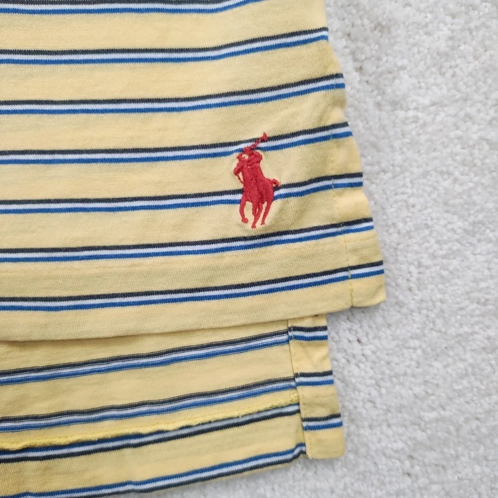 Vintage Polo Ralph Lauren Shirt Men's Large Yellow Striped S/S Casual Pony 90's
